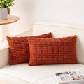 Aegero Pack of 2 Corduroy Decorative Throw Pillow Covers 12x20 InchSoft Boho Striped Pillow Covers Modern Farmhouse Home Decor for Sofa Living Room Couch Bed（Rust）