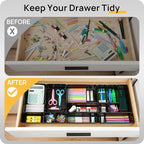 Vtopmart 25 PCS Office Desk Drawer Organizers Set, 4-Size Versatile Plastic Drawer Organizer Trays, Storage Bins for Desk Accessories Office Organizers and Storage, Bathroom, Makeup, Vanity, Black