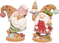 Hodao 2PCS Christmas Gingerbread Man Gnome Decorations - Handmade Swedish Tomte Figurines for Home Decor New Year Gifts (2pcs Brown)