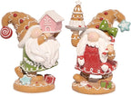 Hodao 2PCS Christmas Gingerbread Man Gnome Decorations - Handmade Swedish Tomte Figurines for Home Decor New Year Gifts (2pcs Brown)