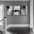 Framed Black and White Gray Modern Abstract Wall Art, Set of 3 Piece Big Canvas Paintings Artwork for Walls, Minimalist Art Prints Pictures for Living Room Hallway Bedroom Office Wall Decor 16x24 Inch