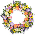 VioletEverGarden 28 Inch Spring Wreaths for Front Door Large Spring Wreath 6 Colors Floral Wreath with Lavender Daisy and Eucalyptus for Indoor Outdoor Holiday Celebration