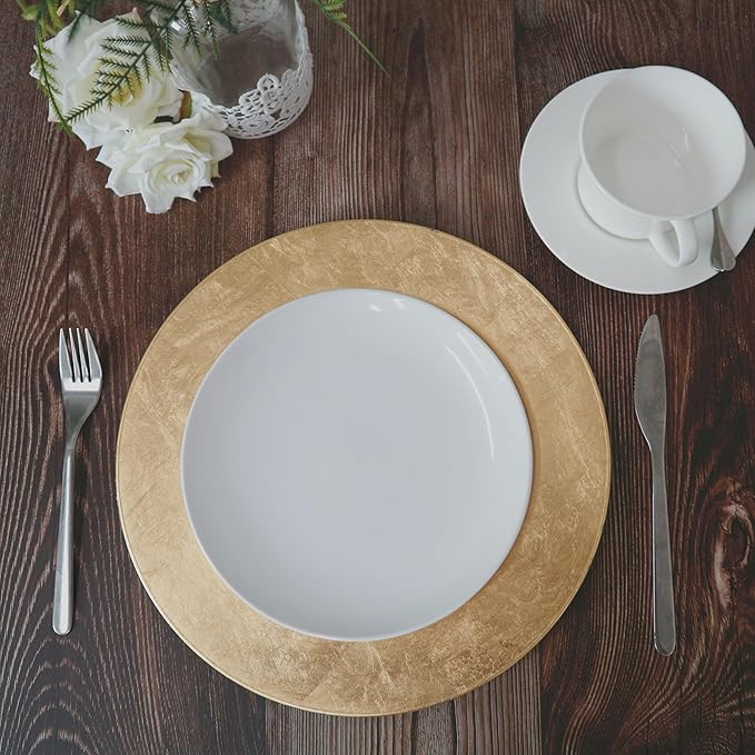Hosley Set of 8, Gold Plastic Decorative Charger Plate- 11.75" Diameter. Ideal GIFT for Wedding, Party Favor, Bridal, Home Warming. O5