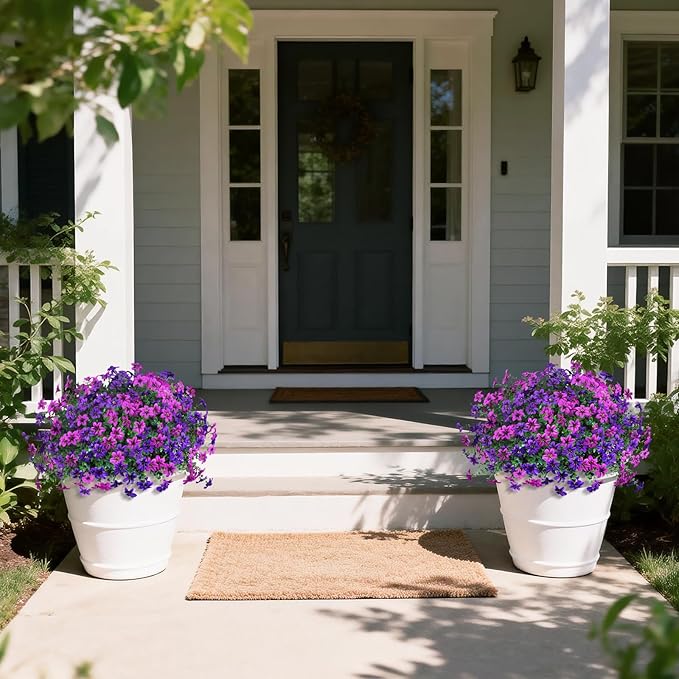 Artificial Flowers for Outdoor Faux Flower Spring Decoration, 12 Bundles Fake Plants Silk Daisy Bulk UV Resistant Realistic for Outside Porch Patio Balcony Planter Yard Garden Home Decor(Purple)