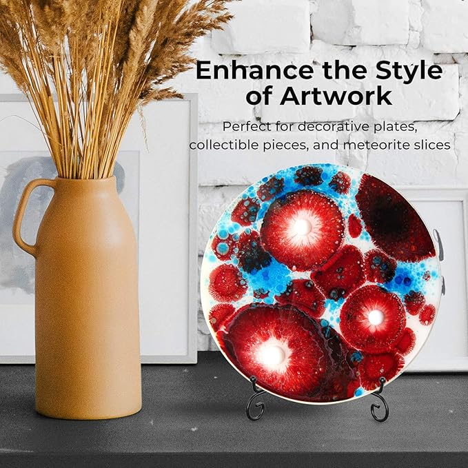 TR-LIFE 4 Pack Plate Stands for Display - 8 Inch Plate Holder Display Stand + Metal Easel Stand for Picture Frame, Decorative Plates, Book, Photo, Collectibles (4 Pack)