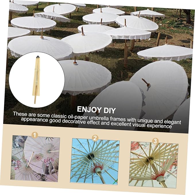 Hemobllo 2Pcs Oiled Paper Umbrella Frames Classical Parasol Skeleton Kits for DIY Home Decoration Wedding Stage Props Photo Shoot Holiday