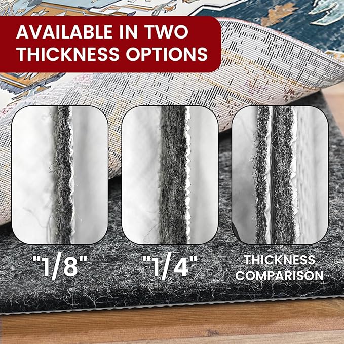 Waterproof Rug Pad, 2x6 ft Area Rug Non-Slip Carpet Pad, 1/4" Thick Non-Slip Rug Pads for All Floors and Finishes, Felt Pad for Hardwood Floors, Keeps Carpets in Place Soft and Safe