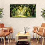 Forest Canvas Wall Art for Living Room Nature Landscape Pictures Wall Decor Sunrise Green Woodland Prints Poster Sunlight Trees Scenery Photography Artwork for Bedroom Office Home Decoration 24x48"