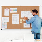 Extra Large Cork Bulletin Board 72" X 48", Foldable Notice Pin Board for Wall, Silver Aluminum Framed 6'x4' Corkboard, Wall Mounted Noticeboard with 36 Push Pins for School, Home & Office