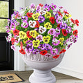 MARTINE MALL 12 Bundles Look Real Artificial Flowers for Outdoors, Realistic Fake Outdoor Flowers, UV Resistant Silk Pansy Flowers for Outside Faux Flowers Plants for Outdoor Porch, Four Mix Colors