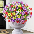 MARTINE MALL 18 Bundles Artificial Flowers for Outdoors, Fake Outdoor Flowers, Fake Pansy Faux Plants Outdoor UV Resistant Silk Pansy Flowers for Planters Indoor Porch Decor (Mix Colors)