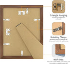 8.5x11 Picture Frame 3 Pack - Brown Poster Frame Display Pictures 6x8 with Mat or 8.5 x 11 Without Mat for Wall Hanging Horizontal and Vertical