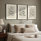 Framed Vintage Botanical Wall Art, 3 Piece Neutral Floral Plants Canvas Painting Prints Artwork for Living Room, Rustic Flowers Pictures for Farmhouse Bedroom Kitchen Dining Room Home Decor, 16x24 In