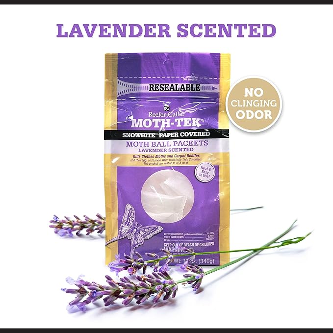 Moth-Tek Snowhite Lavender Scented Moth Ball Packets 12 oz (6)
