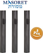 3-Piece Aluminum Door Mezuzah Cases: Special Profile, No Holes, 4-Inch 10cm Hebrew Parchment Scroll Holder Boxes