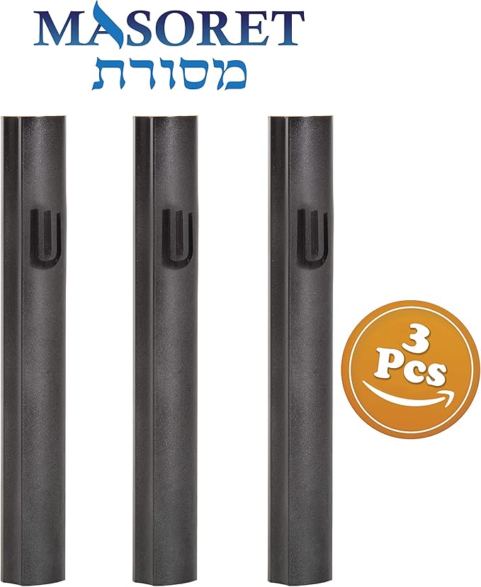 3-Piece Aluminum Door Mezuzah Cases: Special Profile, No Holes, 4-Inch 10cm Hebrew Parchment Scroll Holder Boxes