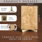 KATINAT Virgin Mary Wooden Plaque with Stand & Gift Box – Solid Wood Relief, Wall or Desk Catholic Home Altar & Prayer Corner Décor, Christian Christmas/Baptism/First Communion/Confirmation Gift