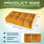 Belt Organizer for Closet and Drawer – 8 Compartments Bamboo Storage Box for Belts and Ties – Eco-Friendly Natural Bamboo