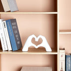 Golden Gesture Heart Decoration, Modern Love Statue Finger, Abstract Art Sculpture Home Wedding Decoration (White)