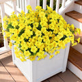 INQCMY Artificial Fake Plants Flowers for Outdoor Spring Decoration,12 Bundles Faux Silk Morning Glory Flowers for Outside UV Resistant Realistic Fake Plants for Planter Porch Patio Balcony Yard Decor