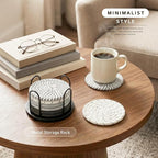 Lazebox Coasters Set of 8 for Drinks, 4 Inch Large Coasters for Coffee Table, Tabletop Protection for Hot & Cold Drinks, Versatile Coasters for Home Decor, Non-Slip & Easy to Clean, Gray