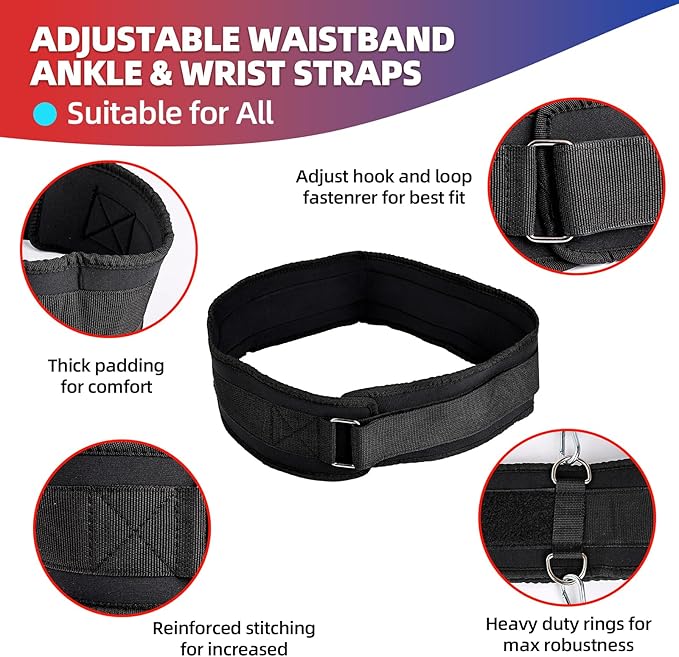 Boxing Resistance Bands Set for Boxing MMA Martial Arts Training Equipment, 150lbs Exercise Bands with Cuffs & Belt, Workout Band for Resistance Training Enhance Explosive Power/Speed/Agility