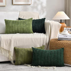 Fancy Homi 4 Packs Decorative Throw Pillow Covers for Living Room Couch Bed, Modern Farmhouse Boho Home Décor Accent Cushion Case, 20" x 12", Moss Green