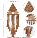 LOMOHOO Macrame Woven Wall Hanging Dream Catcher Triangle Tassel Geometric Art Boho Backdrop Bohemian Home Decor Wall Art Beautiful Apartment Dorm Room Door Decoration(Brown)