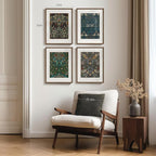 Framed William Morris Wall Art Set of 4, Vintage Botanical Floral Bird Prints, Retro Strawberry Thief Artwork for Living Room Bedroom Bathroom Office Dining Room, 12x16 Inch