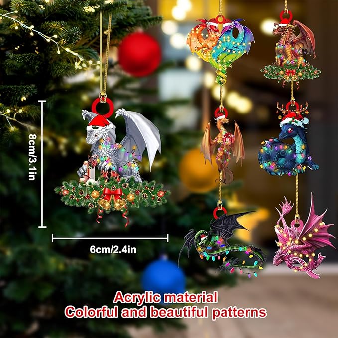 Gytera Dragon Ornaments for Christmas Trees - Acrylic Hanging Decoratives