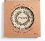 250th Anniversary Decorative Plates 8 Inch Vintage Patriotic Decorations Commemorative Plates with Stand Independence Day 4th of July Semiquincentennial Home & Office Decor