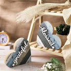 Jetec 2 Pcs Rustic Decorations for Living Room Home Shelf Mantel Entryway Table, Farmhouse Knick Knacks Christian Table Centerpiece Wooden Heart Decor for Dining Room Housewarming Gift(Grateful Style)