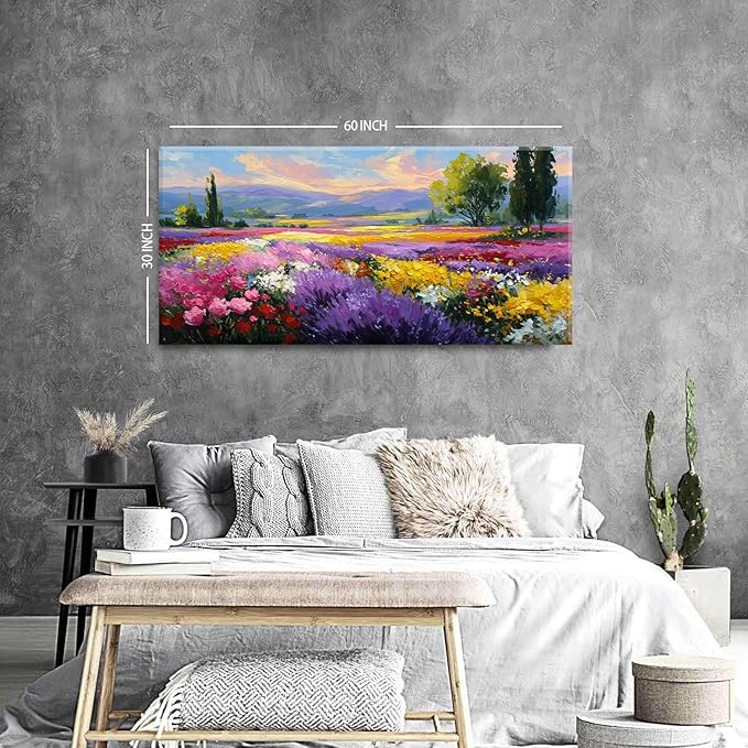 Flower Wall Art Vintage White Floral Canvas Pictures Abstract Blooming Flower Prints Painting Large Abstract Botanical Blossom Wall Decor Elegant Artwork Bedroom Living Room Decoration 29.53x57.87"
