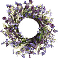 24 Inch Summer Lavender Wreath for Front Door Purple Daisy Artificial Wild Flower Greenery Leaves for All Seasons Home Wall Indoor Outdoor Window Decor