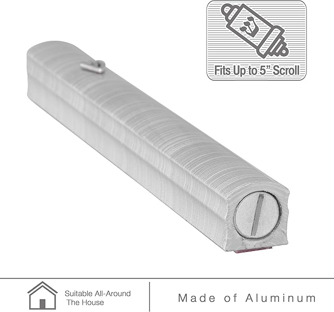 A&S Mezuzot Aluminum Mezuzah Case with 3D Painted Shin Design Easy Peel and Stick Judaica Door Mezuzah for Parchment Scroll (Grey/White, 6 Inches)