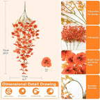 Artificial Fall Flowers for Outdoor, 4 Pcs Faux Pansy Fake Mums Plant Hanging Flowers Outdoor Fall Decor, UV Resistant No Fade Silk Flower for Front Door Porch Planter Patio Yard Garden(Orange)