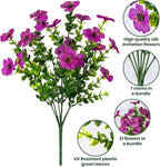 Lnoicy 20 Bundles Artificial Flowers for Outdoor Fake Plants for Spring Decoration,Faux Eucalyptus Flowers for Planter UV Resistant Lifelike for Home Porch Garden（Fuchsia）