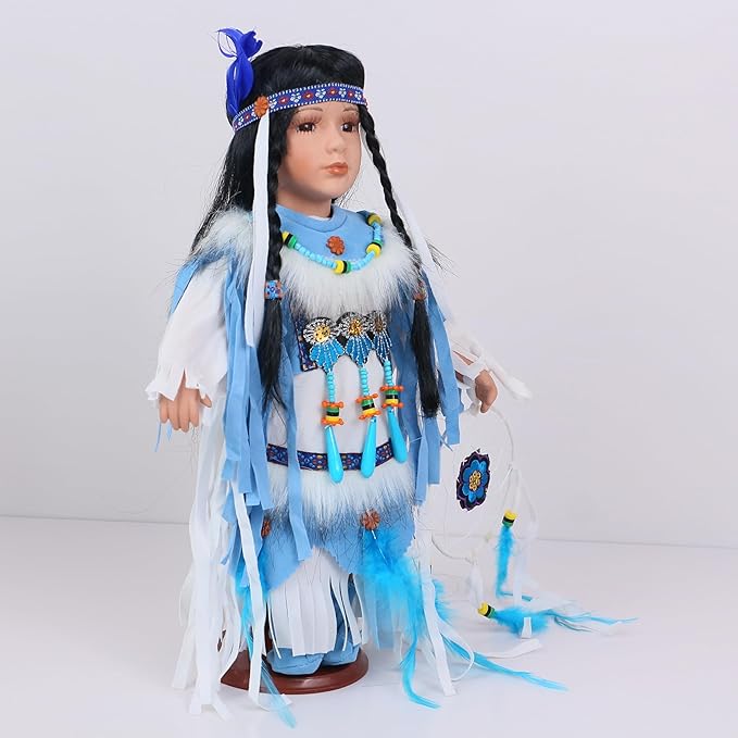 KINNEX COLLECTIONS SINCE 1997 16" Collectible Native American Indian Porcelain Doll (D16770)