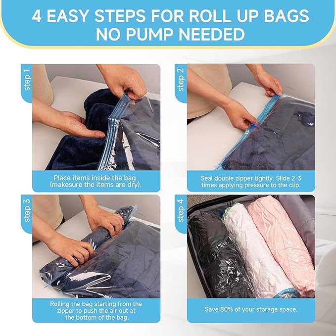 Compression Bags for Travel - Travel Essentials - 30 Pack Space Saver Bags - No Vacuum Needed - Compression Packing Bags for Cruise Accessories