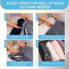 Compression Bags for Travel - Travel Essentials - 30 Pack Space Saver Bags - No Vacuum Needed - Compression Packing Bags for Cruise Accessories