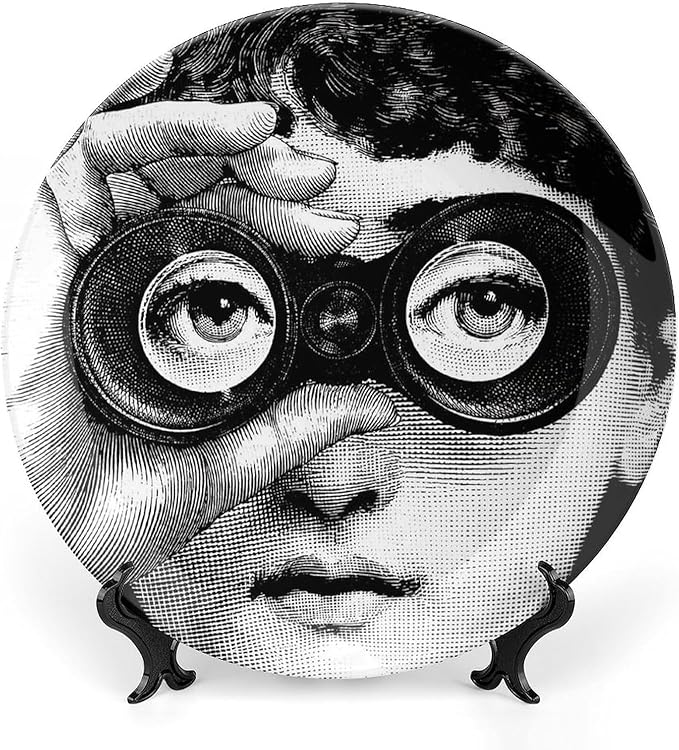 Lina Cavalieri Plate, Wall Decorative Plate, Mysterious Face Plate Wall Hanging Decoration,Including Bracket And Special Spring HooK, (Style-8, 8inch)