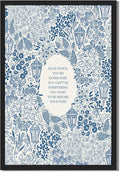 Framed Slow Down Youre Doing Fine Music Posters Motivational Quote Wall Art Blue Victorian Floral Inspirational Canvas Print Vintage Aesthetic Positive Affirmation Office Home Calming Decor 24x36inch
