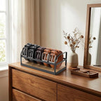 Belt Organizer - Belt Storage for Closet Drawer Dresser Wood Belt Rack Display, 5 Compartments, Gift for Man
