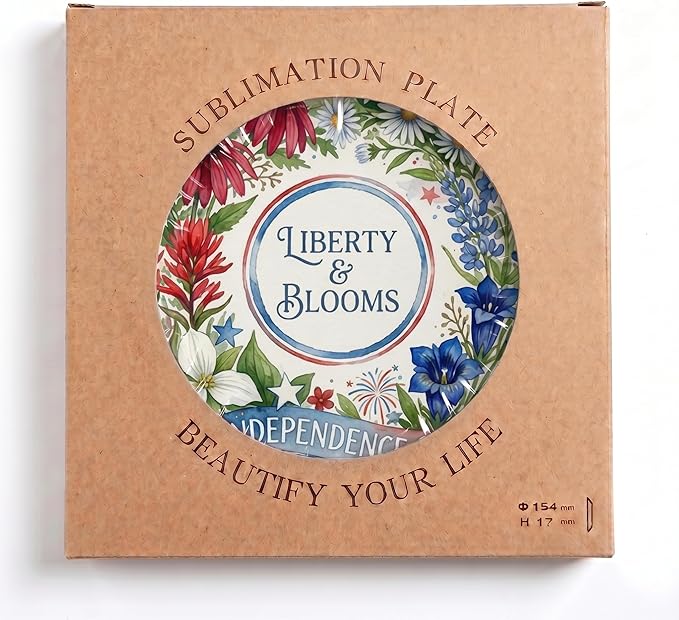 250th Anniversary Decorative Plates 10 Inch Patriotic Decorations Floral Plates with Stand 4th of July Independence Day Veterans Day Home & Office Decor