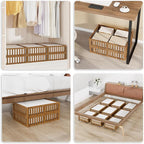 Bamboo Under Bed Storage with Wheels,Rolling Underbed Shoe Organizer Box for Shoes,Blankets,Toys,Clothes Container Space-Saving Bins for Bedroom,Closet,Dorm,Nursery