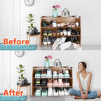 YIHATA Shoe Slots Organizer, Adjustable Shoe Stacker Storage Space Saver, Double Deck Shoe Rack Holder for Closet Organization, Thickening Quality Upgrade (16Pack, Black)