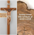 Crucifix Wall Cross - 14 Inch Olive Wood Wall Crucifix, Hand Painted Resin Jesus on Wooden Crucifix Catholic Home Decor Housewarming Religious Gifts
