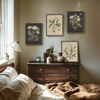 Framed Botanical Wall Art for Living Room, 4 Piece Rustic Floral Canvas Paintings Prints, Vintage Flower Pictures for Farmhouse Dining Room Hallway Bedroom Kitchen Bathroom Wall Decor, 12x16 Inch