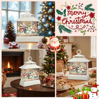 Christmas Snow Globe Lantern Water Glittering Lantern with 8 Songs & 6H Timer Romote Control Christmas Snow Globes USB & Battery Operated for Christmas Festival Decorations Gifts (Penguins)
