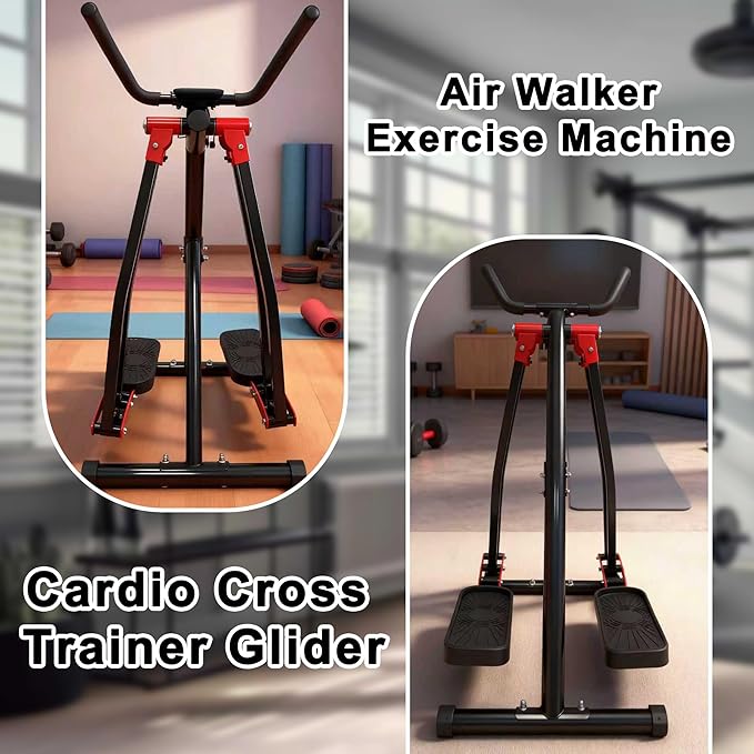 ZeHuoGe Air Walking Elliptical Machine - Foldable Cardio Cross Trainer Glider for Full-Body Low-Impact Exercise with LCD Display Ideal for Home Gym